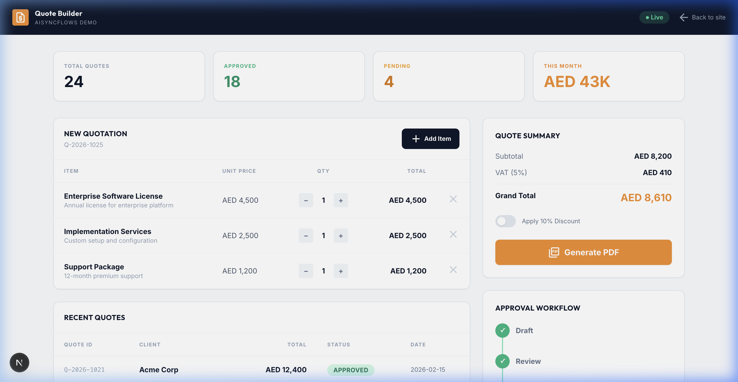 Quote Builder Engine